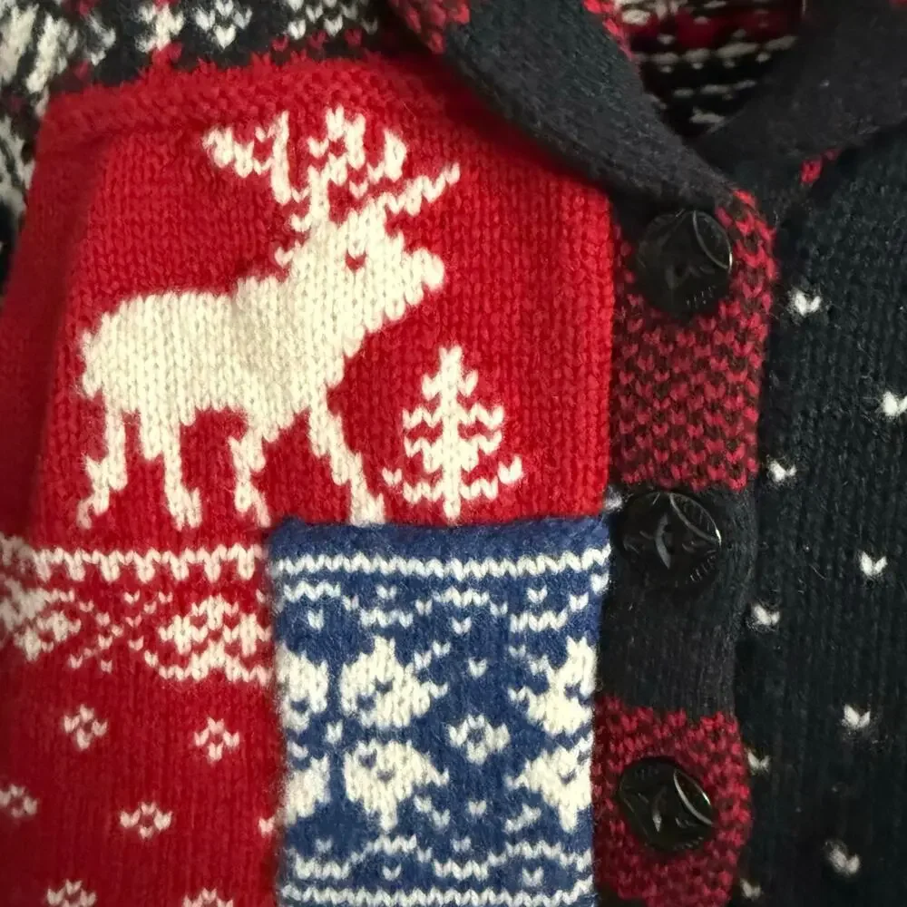 Ralph Lauren Girls Holiday Patchwork Wool Blend Knitted Sweater- Size 18-24mo‎